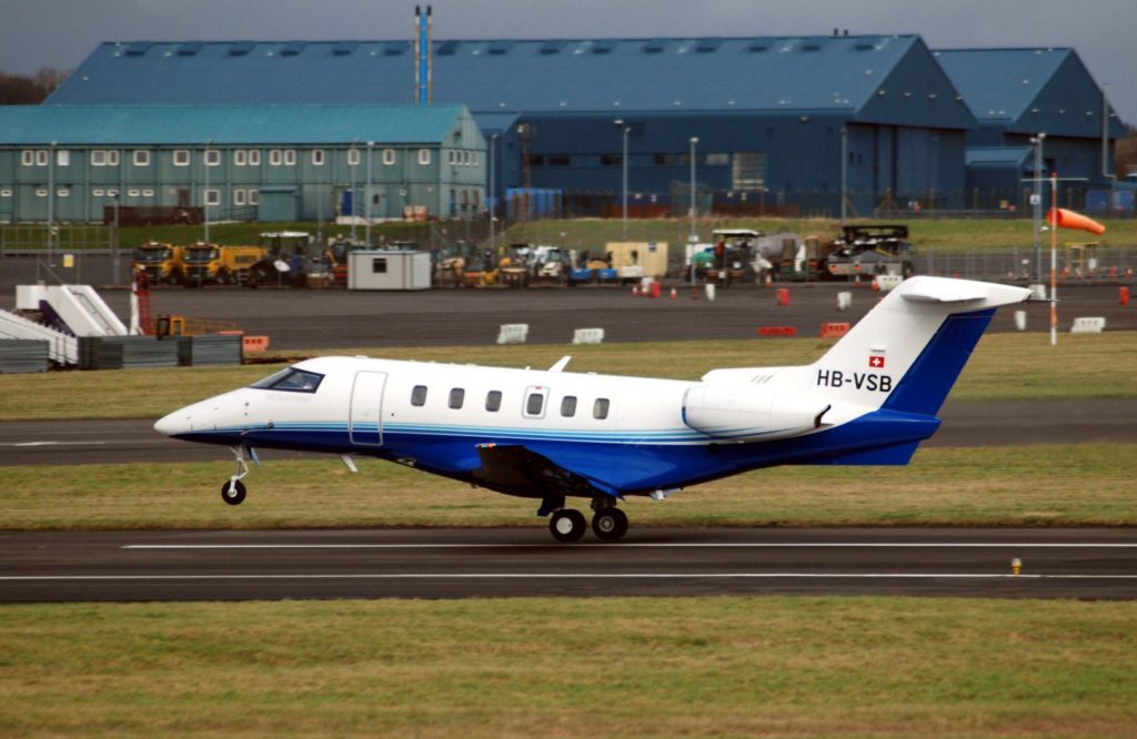 PlaneSense PC-24 taking off from Prestwick, Scotland.